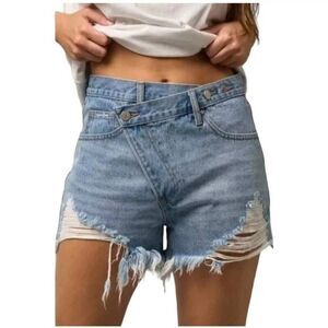 Insane Gene Shorts High Rise Crossover Distressed Denim Cutoff  Women's Size Sm